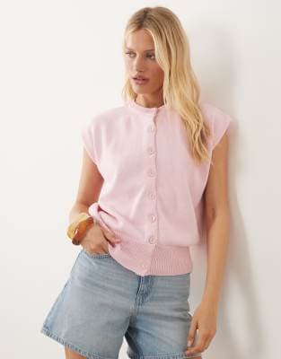 ASOS DESIGN button up relaxed tank in pink