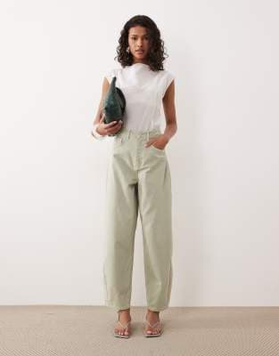 ASOS DESIGN slim barrel jeans in sage