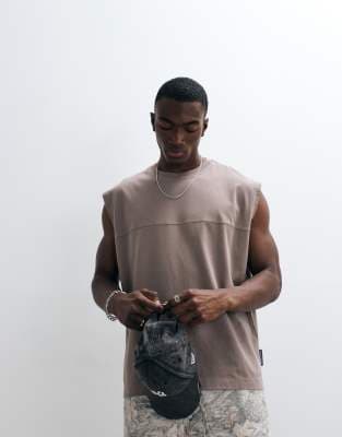 COLLUSION jersey tank top in charcoal
