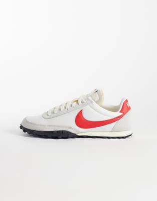 Nike Waffle Racer sneakers in white and red