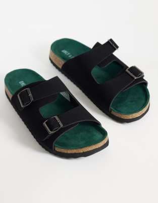 ONLY & SONS faux suede mule sandals in black