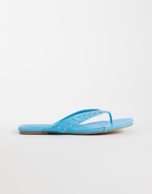 Public Desire studded flip flops in blue
