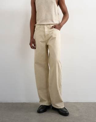 Topman rigid baggy jeans in oat